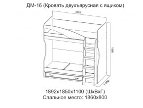 ДМ-16 Кровать двухъярусная с ящиком в Юрюзани - yuryuzan.magazin-mebel74.ru | фото