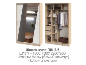 шкаф-купе ПШ-2.9 1500 Норд Белый жемчуг 1500 в Юрюзани - yuryuzan.magazin-mebel74.ru | фото