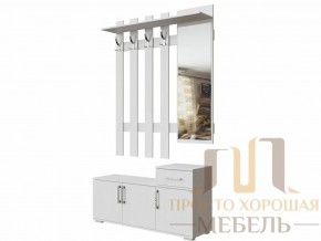 Вешалка с зеркалом 1,2 м №3 Ясень Анкор светлый в Юрюзани - yuryuzan.magazin-mebel74.ru | фото